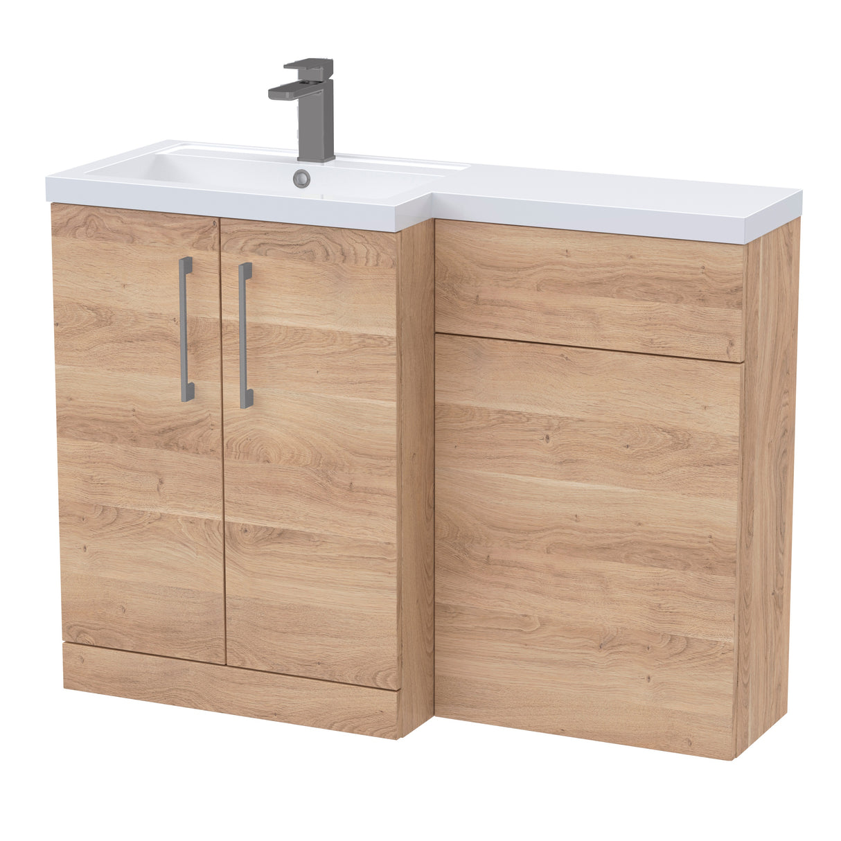 Bathroom Vanity Unit with Basin & WC Unit, Left Hand, 1100mm x 390mm - Choice of Colour