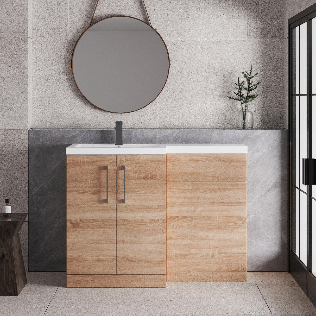 [BFLE3011LH716] Bramshall Combination Vanity Unit with Basin & WC, Left Hand, 1100mm x 390mm - Choice of Colour and Handle Finish - Lifestyle 1