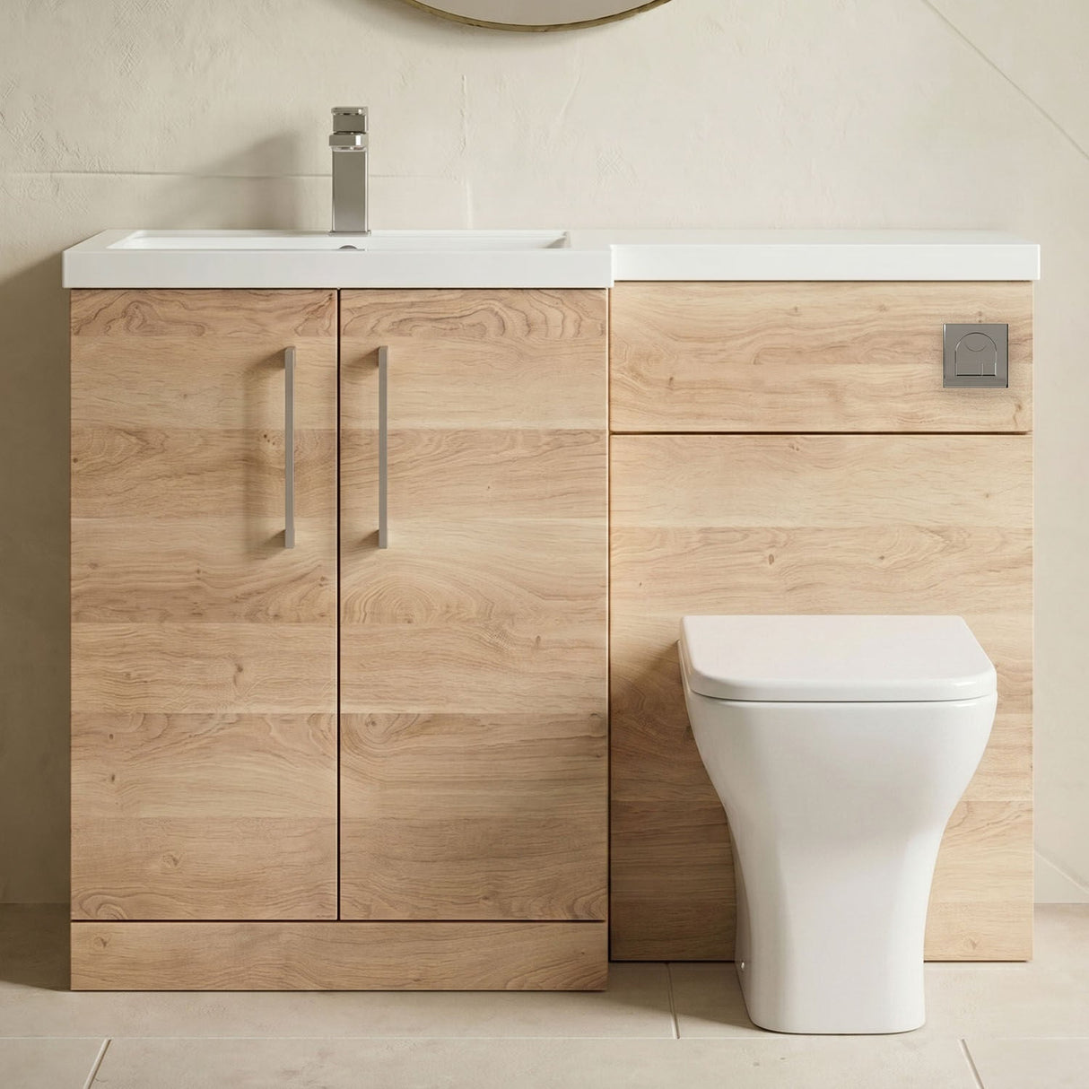 [BFLE3011LH716] Bramshall Combination Vanity Unit with Basin & WC, Left Hand, 1100mm x 390mm - Choice of Colour and Handle Finish - Silo