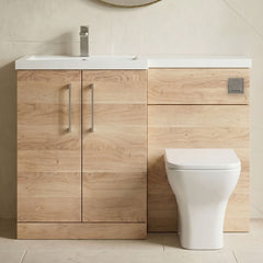 [BFLE3011LH716] Bramshall Combination Vanity Unit with Basin & WC, Left Hand, 1100mm x 390mm - Choice of Colour and Handle Finish - Silo