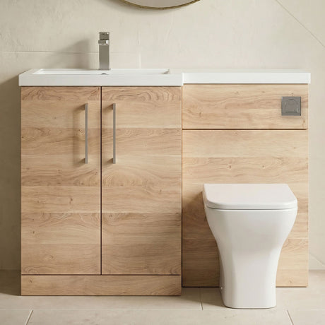 [BFLE3011LH716] Bramshall Combination Vanity Unit with Basin & WC, Left Hand, 1100mm x 390mm - Choice of Colour and Handle Finish - Silo