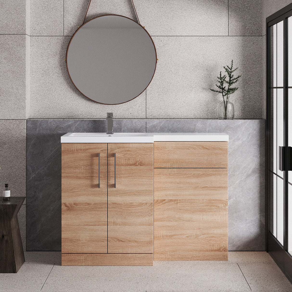 Bathroom Vanity Unit with Basin & WC Unit, Left Hand, 1100mm x 390mm - Choice of Colour
