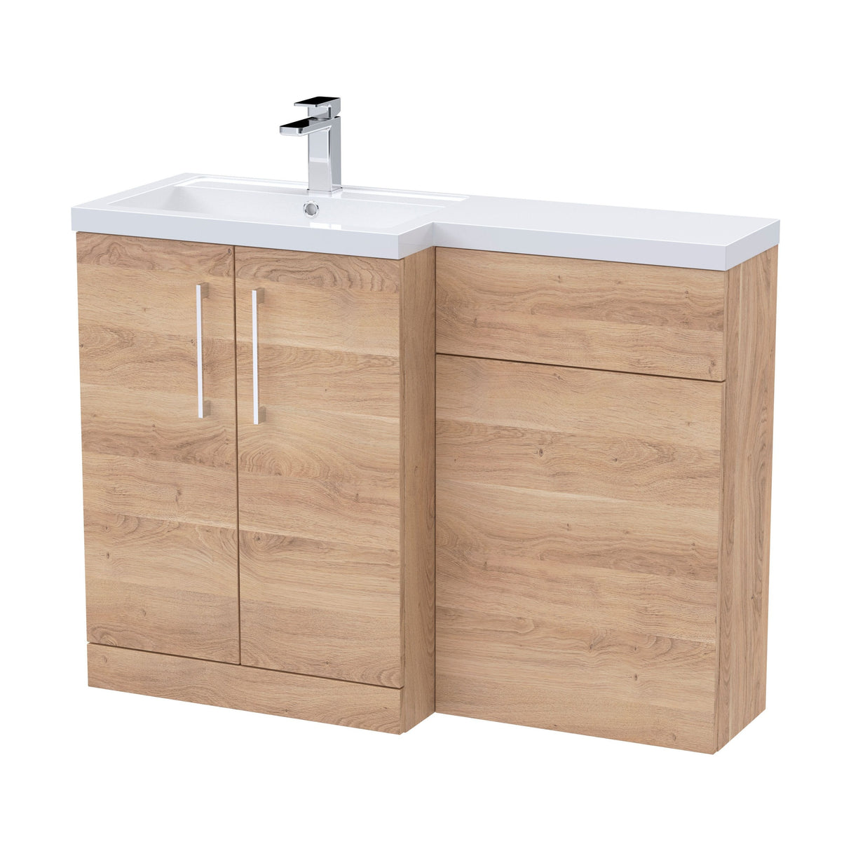 [BFLE3011L] Bramshall Combination Vanity Unit with Basin & WC, Left Hand, 1100mm x 390mm - Choice of Colour and Handle Finish - Cutout