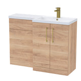 Bathroom Vanity Unit with Basin & WC, Right Hand, 1100mm x 390mm - Choice of Colour