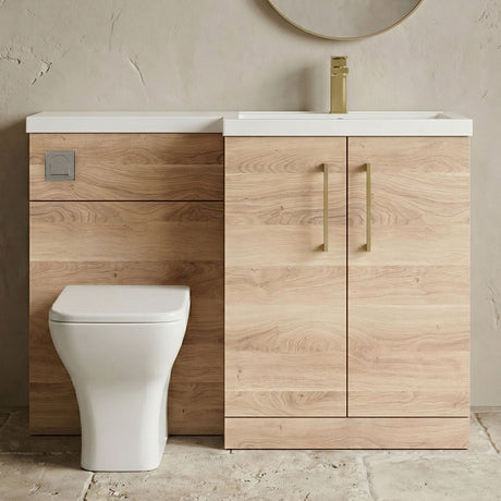 [BFLE3011RH017] Bramshall Combination Vanity Unit with Basin & WC, Right Hand, 1100mm x 390mm - Choice of Colour and Handle Finish - Silo