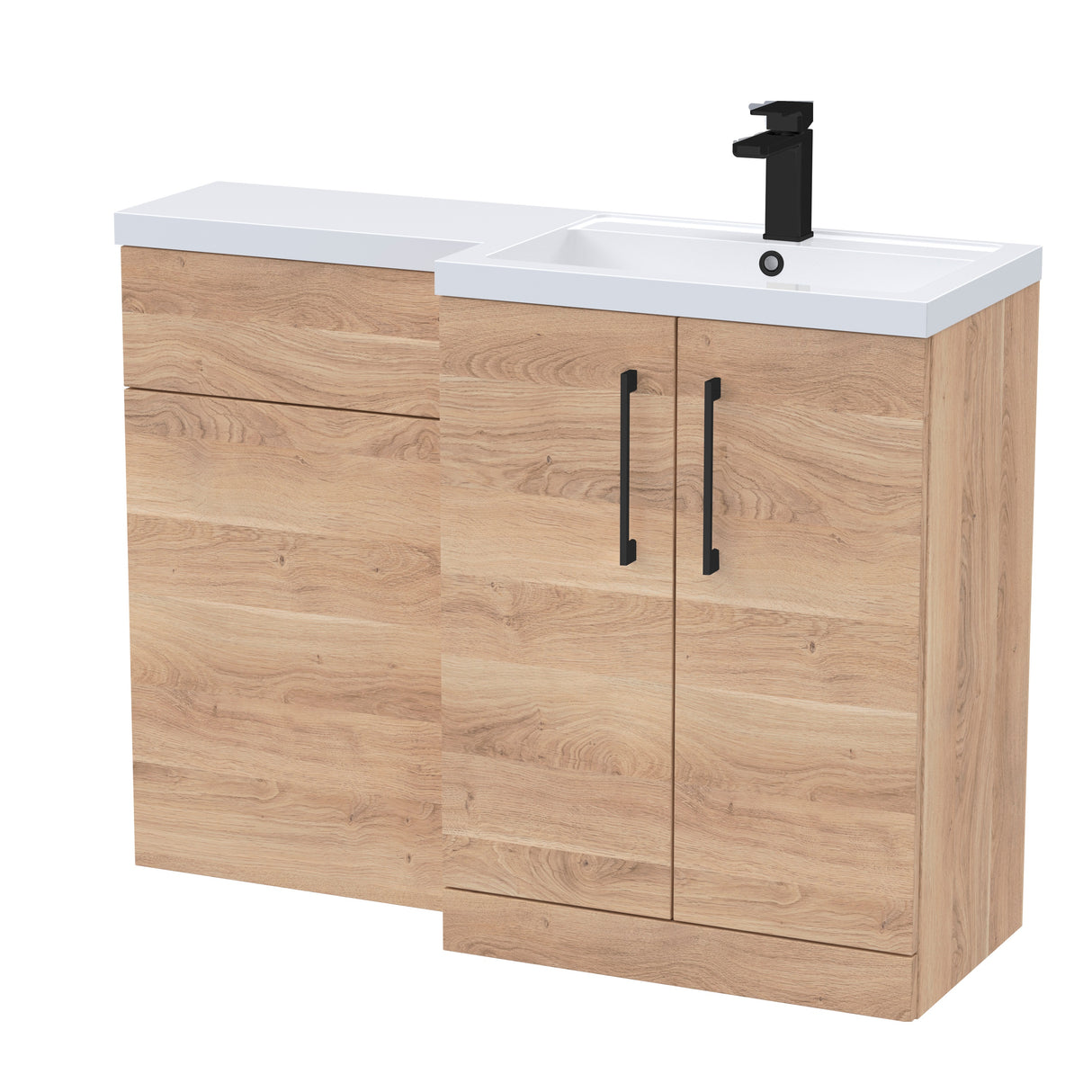 Bathroom Vanity Unit with Basin & WC, Right Hand, 1100mm x 390mm - Choice of Colour