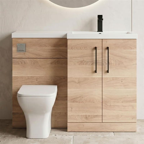 [BFLE3011RH018] Bramshall Combination Vanity Unit with Basin & WC, Right Hand, 1100mm x 390mm - Choice of Colour and Handle Finish - Silo