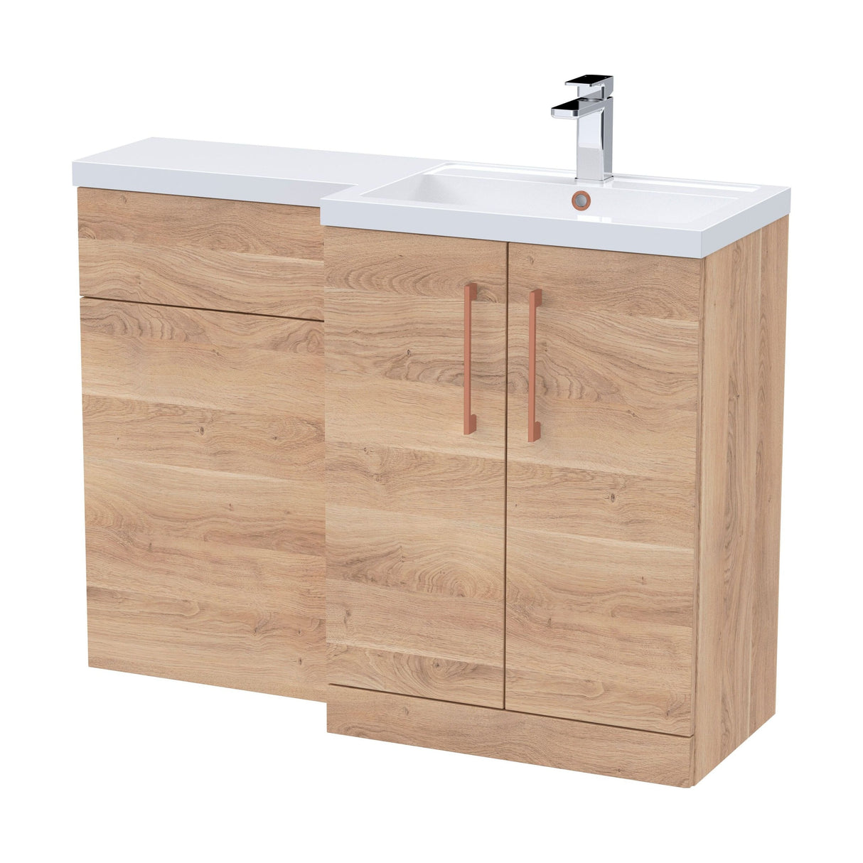 [BFLE3011RH019] Bramshall Combination Vanity Unit with Basin & WC, Right Hand, 1100mm x 390mm - Choice of Colour and Handle Finish - Cutout