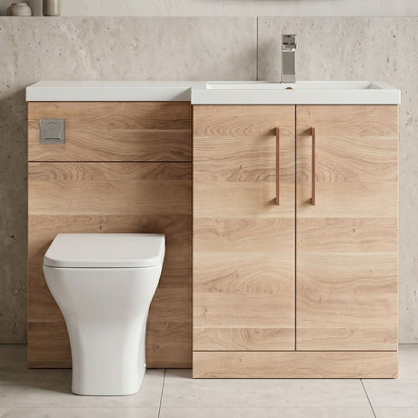 [BFLE3011RH019] Bramshall Combination Vanity Unit with Basin & WC, Right Hand, 1100mm x 390mm - Choice of Colour and Handle Finish - Silo
