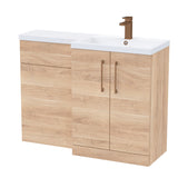 Bathroom Vanity Unit with Basin & WC, Right Hand, 1100mm x 390mm - Choice of Colour