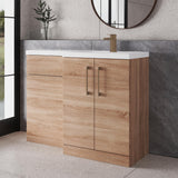 Bramshall Combination Vanity Unit with Basin & WC, Right Hand, 1100mm x 390mm - Choice of Colour and Handle Finish