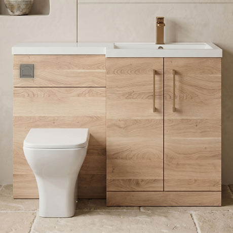 [BFLE3011RH1516] Bramshall Combination Vanity Unit with Basin & WC, Right Hand, 1100mm x 390mm - Choice of Colour and Handle Finish - Silo