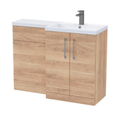 Bathroom Vanity Unit with Basin & WC, Right Hand, 1100mm x 390mm - Choice of Colour