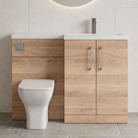 [BFLE3011RH716] Bramshall Combination Vanity Unit with Basin & WC, Right Hand, 1100mm x 390mm - Choice of Colour and Handle Finish - Silo