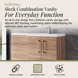 Bathroom Vanity Unit with Basin & WC, Right Hand, 1100mm x 390mm - Choice of Colour