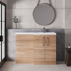 [BFLE3011R] Bramshall Combination Vanity Unit with Basin & WC, Right Hand, 1100mm x 390mm - Choice of Colour and Handle Finish - Lifestyle 1