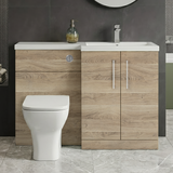 Bramshall Combination Vanity Unit with Basin & WC, Right Hand, 1100mm x 390mm - Choice of Colour and Handle Finish