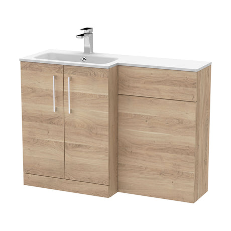[BFLE3012L] Bramshall Contemporary 2 Door Left-Hand Floor Standing Combination Unit with Stone Basin, Bleached Oak, 1100mm - Cutout