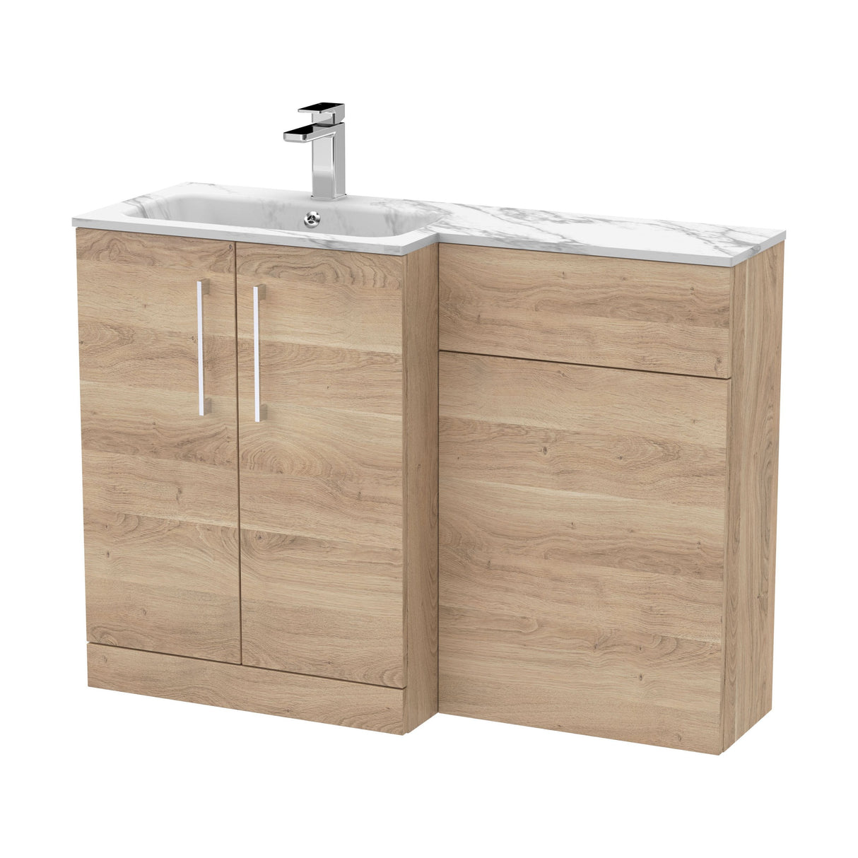 [BFLE3013L] Bramshall Contemporary 2 Door Floor Standing Combination Unit with Stone Basin, 1100mm, Choice of Orientation and Colour - Cutout