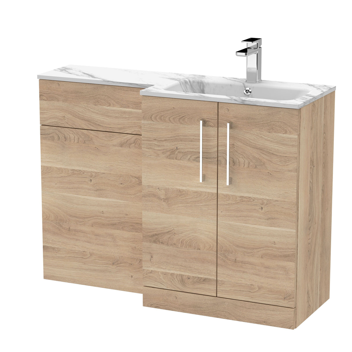[BFLE3013R] Bramshall Contemporary 2 Door Floor Standing Combination Unit with Stone Basin, 1100mm, Choice of Orientation and Colour - Cutout