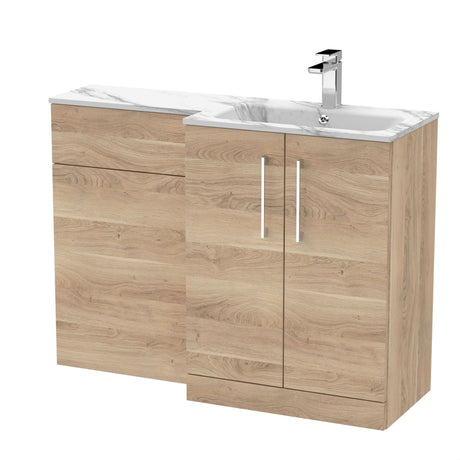 [BFLE3013R] Bramshall Contemporary 2 Door Floor Standing Combination Unit with Stone Basin, 1100mm, Choice of Orientation and Colour - Cutout