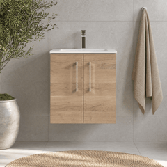[BFLE3021G] Bramshall Contemporary 2 Door Wall Hung Vanity Basin Unit, Choice of Size, Colour and Basin - Studio Shot