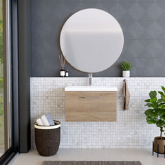 [BFLE3022A] Bramshall Wall Hung 1 Drawer Vanity Unit with Mid-Edge Ceramic Basin 600mm - Lifestyle 1