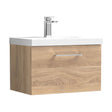 [BFLE3022D] Balterley  Contemporary Bathroom Wall Hung 1-Drawer Vanity & Basin, Bleached Oak, 600mm - Cutout