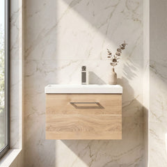 [BFLE3022D] Bramshall Contemporary 1 Soft Close Drawer Wall Hung Vanity Unit, Choice of Size/Basin Type/Colour - Silo