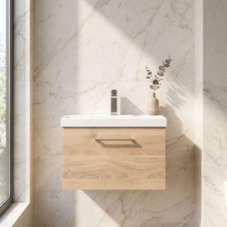 [BFLE3022D] Bramshall Contemporary 1 Soft Close Drawer Wall Hung Vanity Unit, Choice of Size/Basin Type/Colour - Silo