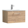 [BFLE3022G] Balterley  Modern Bathroom Wall Hung 1-Drawer Vanity & Basin, Bleached Oak, 600mm - Cutout