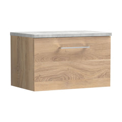 [BFLE3022LBG] Bramshall Contemporary 1 Drawer Wall Hung Vanity Unit with Bellato Grey Laminate Worktop, Choice of Size and Colour - Cutout