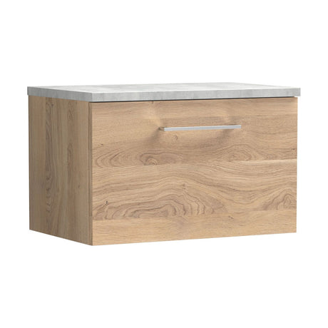 [BFLE3022LBG] Bramshall Contemporary 1 Drawer Wall Hung Vanity Unit with Bellato Grey Laminate Worktop, Choice of Size and Colour - Cutout