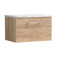 [BFLE3022LCM] Balterley Level 600mm Wall Hung 1 Drawer Vanity Unit & Laminate Worktop for Stylish Compact Bathroom Storage - Bleached Oak - Cutout