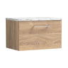 [BFLE3022LCM] Bramshall Contemporary 1 Drawer Wall Hung Vanity Unit with Carrera Marble Laminate Worktop, Choice of Size and Colour - Cutout