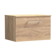 [BFLE3022W] Balterley Level Modern Bathroom 600mm Wall Hung 1-Drawer Vanity Unit with Worktop, Soft Close Drawer, Bleached Oak - Cutout