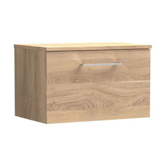 [BFLE3022W] Balterley Level Modern Bathroom 600mm Wall Hung 1-Drawer Vanity Unit with Worktop, Soft Close Drawer, Bleached Oak - Cutout
