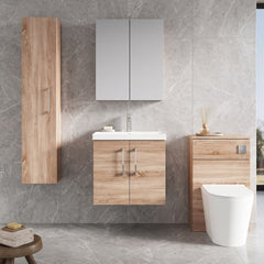 [BFLE3023D] Balterley  Contemporary Bathroom Wall Hung 2-Door Vanity & Basin, Bleached Oak, 600mm - Lifestyle 1