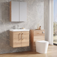 [BFLE3023D] Balterley  Contemporary Bathroom Wall Hung 2-Door Vanity & Basin, Bleached Oak, 600mm - Lifestyle 2