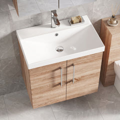 [BFLE3023D] Balterley  Contemporary Bathroom Wall Hung 2-Door Vanity & Basin, Bleached Oak, 600mm - Lifestyle 3