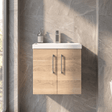 [BFLE3023D] Balterley  Contemporary Bathroom Wall Hung 2-Door Vanity & Basin, Bleached Oak, 600mm - Silo