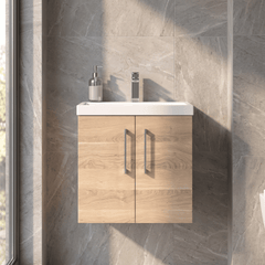 [BFLE3023D] Bramshall Contemporary 2 Door Wall Hung Vanity Basin Unit, Choice of Size, Colour and Basin - Studio Shot