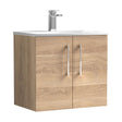 [BFLE3023G] Balterley  Modern Bathroom Wall Hung 2-Door Vanity & Basin, Bleached Oak, 600mm - Cutout
