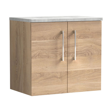 [BFLE3023LBG] Bramshall Wall Hung 2 Door Vanity Unit with Bellato Grey Laminate Worktop, 600mm, Choice of Colour - Cutout