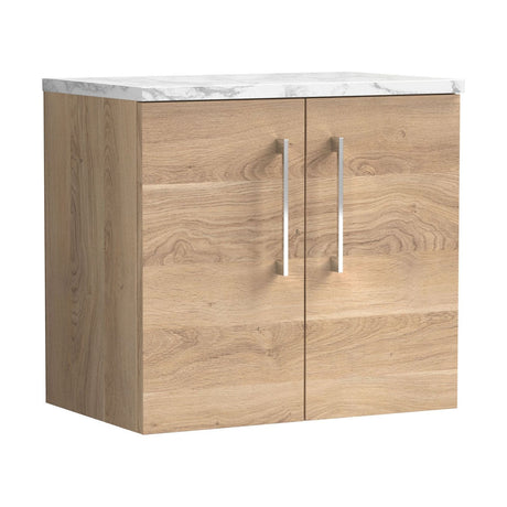 [BFLE3023LCM] Bramshall Contemporary 2 Door Wall Hung Vanity Unit with Carrera Marble Laminate Worktop, 600mm, Choice of Colour - Cutout