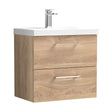 [BFLE3024D] Balterley  Contemporary Bathroom Wall Hung 2-Drawer Vanity & Basin, Bleached Oak, 600mm - Cutout