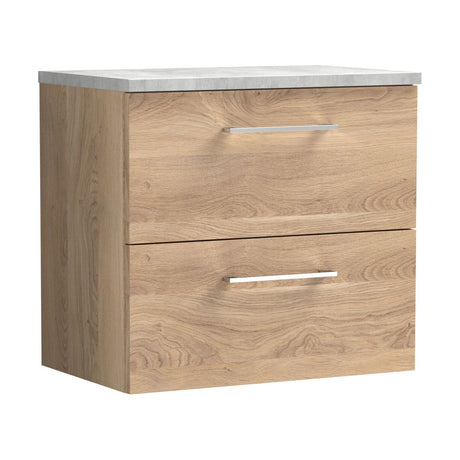 [BFLE3024LBG] Bramshall Contemporary 2 Drawer Wall Hung Vanity Unit with Bellato Grey Laminate Worktop, Choice of Size and Colour - Cutout
