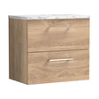 [BFLE3024LCM] Balterley Level 600mm Wall Hung 2 Drawer Vanity Unit & Laminate Worktop for Stylish Compact Bathroom Storage - Bleached Oak - Cutout