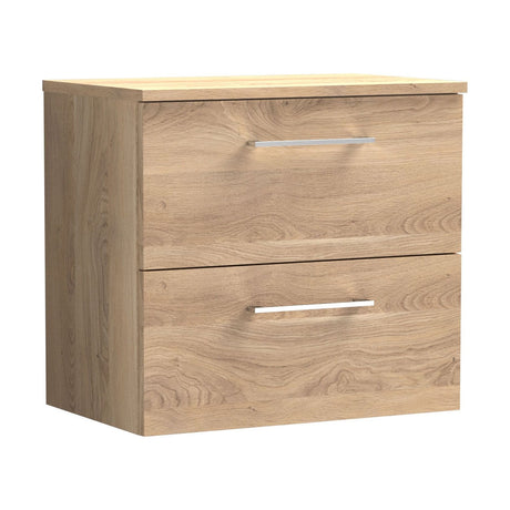 [BFLE3024W] Bramshall Contemporary 2 Soft Close Drawer Wall Hung Vanity Unit with Worktop, Choice of Size and Colour - Cutout