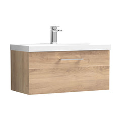 [BFLE3025A] Balterley Contemporary Bathroom Wall Hung 1 Soft-Close Drawer Vanity Unit & Mid-Edge Ceramic Basin, Bleached Oak, 800 mm - Cutout